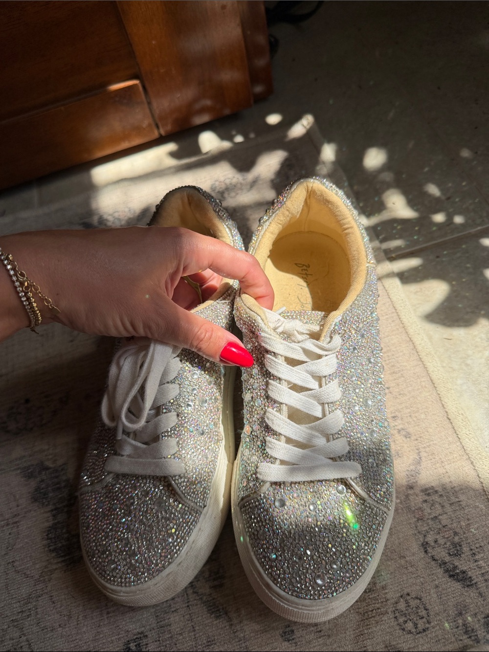 Betsy Johnson Sparkling Crystal Embellished Women's Sneakers - Silver